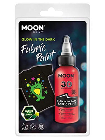 Smiffys Moon Glow - Glow in the Dark Fabric Paint, Red