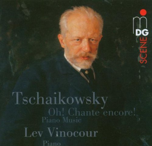 "Tchaikovsky's portrait on a dark background with text and a logo."