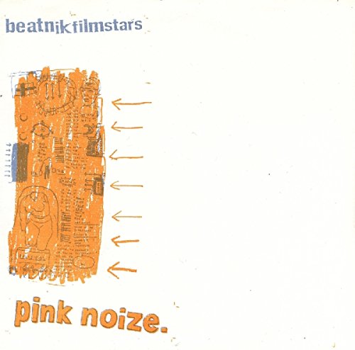 "Vinyl album cover with orange and blue text and abstract orange design on white."