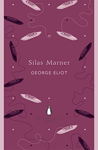 Book cover of "Silas Marner" with pink background, fishing nets, and a small penguin logo.