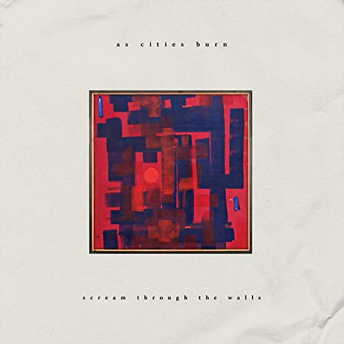 Album cover with abstract red and blue design on a beige background.