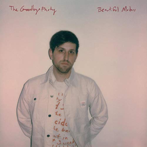 "Album cover with a man in a white jacket, red handwritten text on shirt and top."