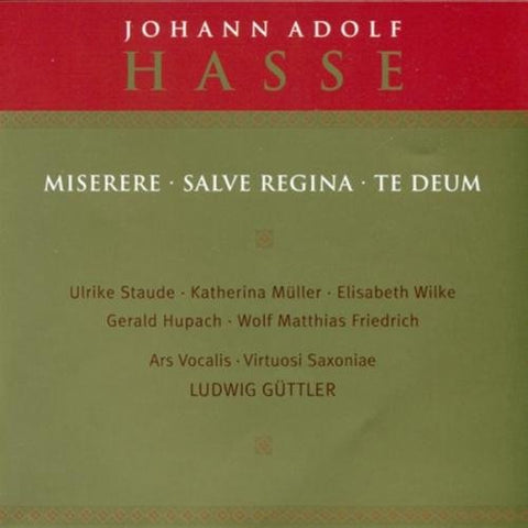 beth Wilke - Hasse - Miserere; Salve Regina; Te Deum Audio CD