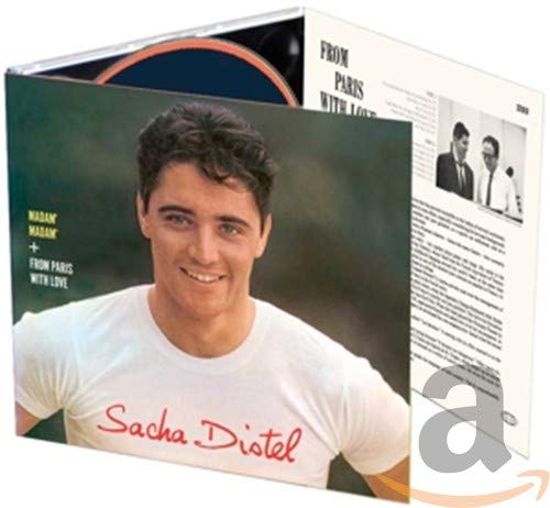 "CD case with Sacha Distel's image on cover, partially open showing disc and booklet."