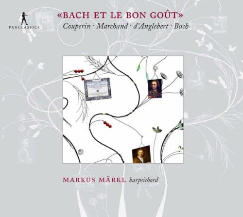 "CD cover with gray background, white floral pattern, and central square featuring portraits."