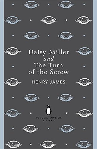 "Book cover with dark grey background, white eyes, and Penguin logo, featuring title and author's name."
