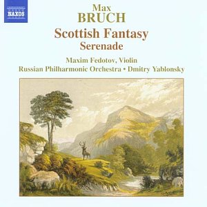 CD cover featuring a serene landscape painting with a violinist and mountains.
