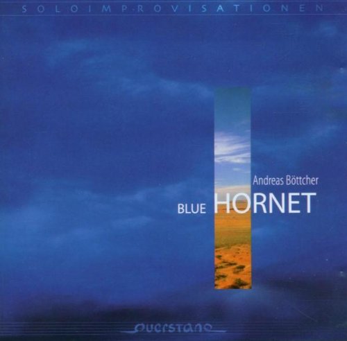 "Album cover with blue sky and sunset, titled 'Blue Hornet' by Andreas Bottcher."
