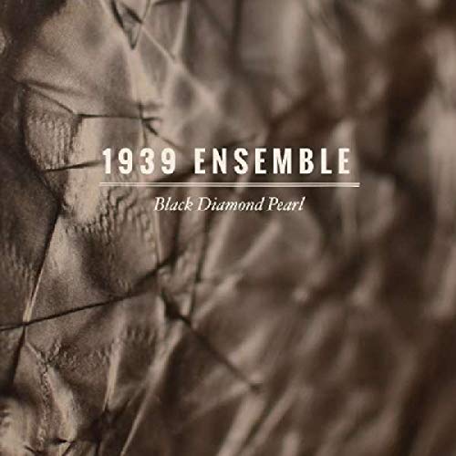 Brown quilted fabric texture with white text overlay reading "1939 Ensemble Black Diamond Pearl".