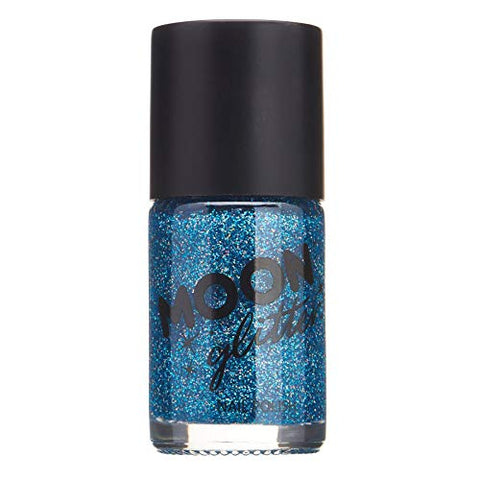 Holographic Glitter Nail Polish by Moon Glitter - Blue - Sparkle and Shine Nail Varnish - 14ml