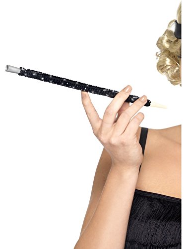 Smiffys Adult Unisex Sequinned Cigarette Holder, Black, One Size, 26284