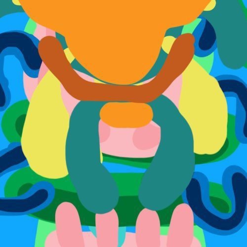 The image depicts an abstract, colorful illustration of a person. Alt text: Abstract digital artwork of a person with colorful, swirling shapes.