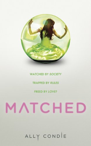 The image depicts a book cover featuring a girl in a green dress inside a glass orb.