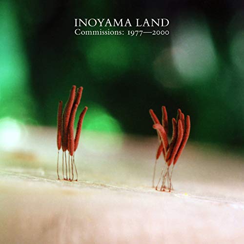 "CD cover featuring red plants on a beige surface with blurred green background."
