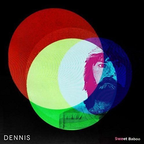 A vinyl record cover featuring a man's face in multicolored, overlapping circles on a black background.