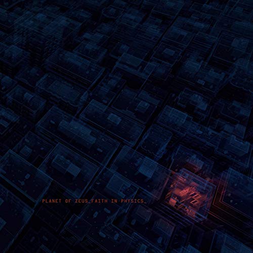 The image depicts a dark blue, grid-like pattern with a red square. Alt text: Dark blue grid pattern with a red glowing square and orange text.