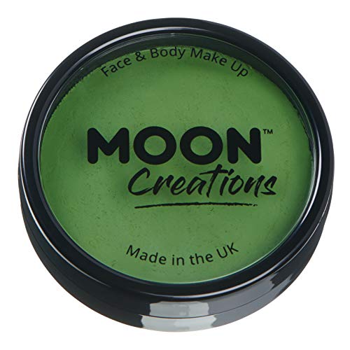 Pro Face & Body Paint Cake Pots by Moon Creations - Grass Green - Professional Water Based Face Paint Makeup for Adults, Kids - 36g