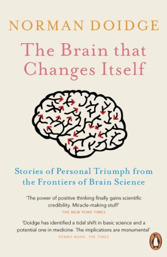 "Book cover with a brain illustration, title 'The Brain That Changes Itself' and author name."