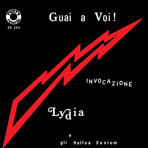 Black vinyl record cover with red lightning bolt and white text, featuring "Guai a Voi!".