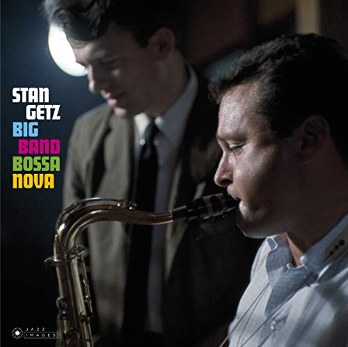 "Album cover featuring a man playing saxophone with another man in the background."