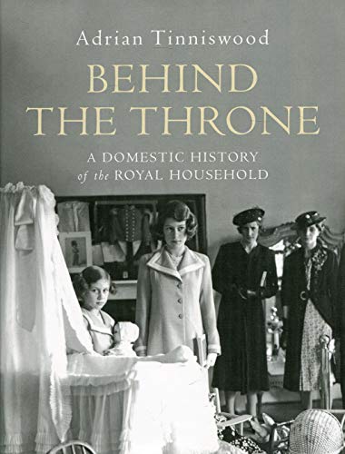 Black and white book cover with royal family image and white title text.