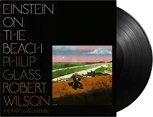 Black vinyl record with cover art featuring a beach scene and text on a black background.