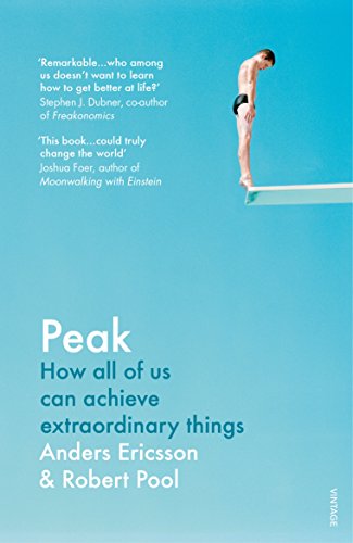 "Book cover with a man on a diving board against a blue background."