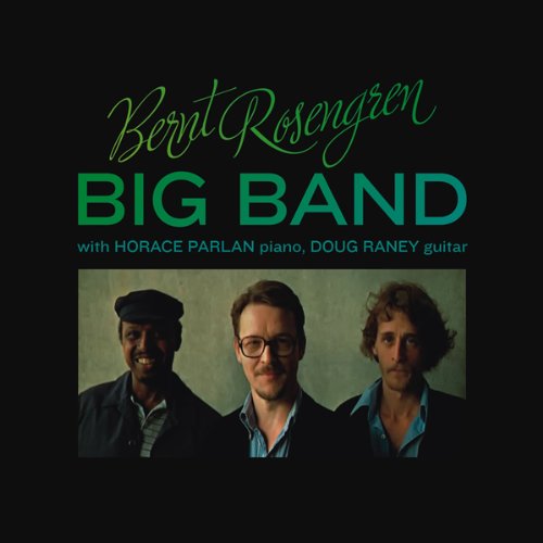 "CD cover with three men and green text on a black background."