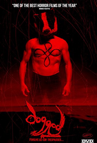 DVD cover for "Dogged" featuring a man with a dog mask and red-toned design.
