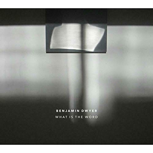 "Album cover with open book and light, titled 'Benjamin Dwyer - What Is The Word'."
