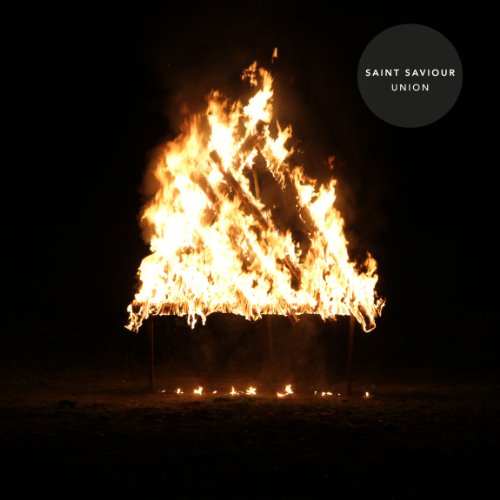 "Album cover with a large bonfire and 'SAINT SAVIOUR UNION' text in a grey circle."