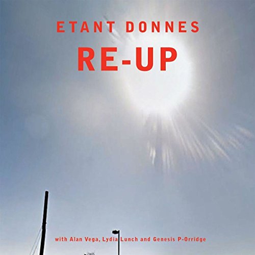 "CD cover with bright sun, blue sky, and streetlights, featuring red text 'Etant Donnes Re-up'."