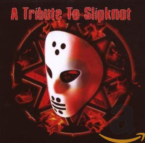 "CD cover with white mask and red pentagram on dark background."
