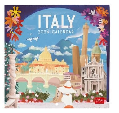 Legami - Wall Calendar 2024, 12 Months and Annual Planner 2025, Space for Notes and Notes, Number of the Week, Zodiac Signs and International Holidays, Single Cellophaning, 18x18cm