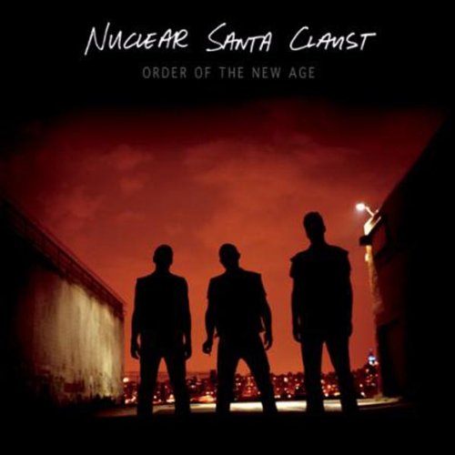"Album cover with three silhouetted figures against a red cityscape at dusk."