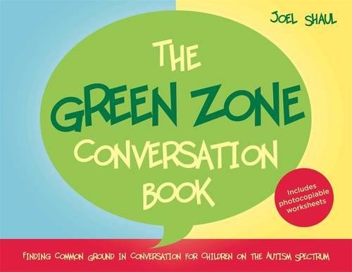 "The Green Zone Conversation Book" cover with green speech bubble, blue, and yellow background.