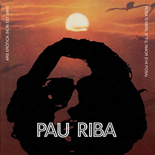 Vinyl record cover featuring a silhouette of embracing couple against an orange sunset.