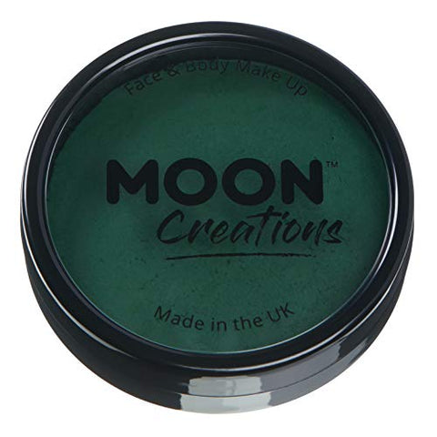 Pro Face & Body Paint Cake Pots by Moon Creations - Dark Green - Professional Water Based Face Paint Makeup for Adults, Kids - 36g