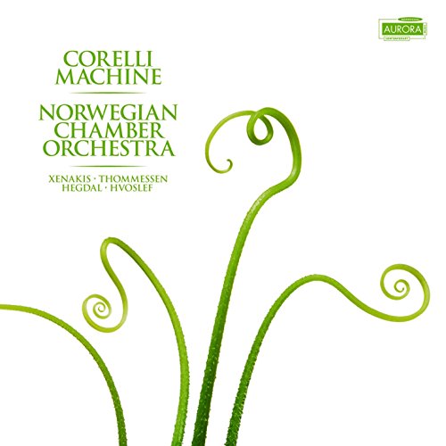 "Album cover with green swirling stems and text on a white background."