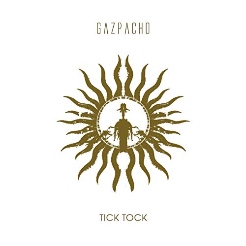 Brown sun graphic with a figure inside, on a white album cover background.