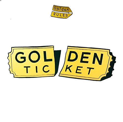 "Golden ticket stub illustration with 'Golden Rules' label on white background."