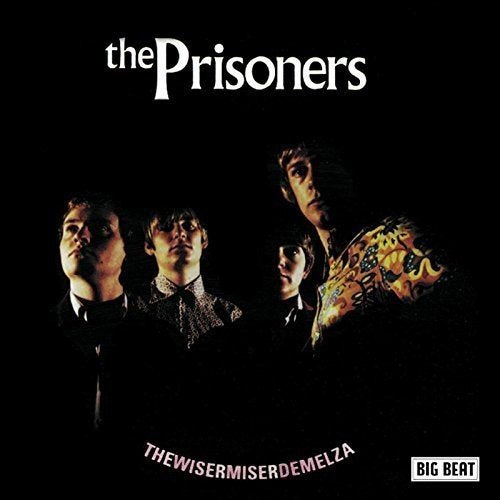 Album cover with four men and a flag on a black background.