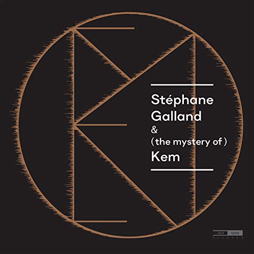Vinyl album cover with geometric design and white text on a black background.