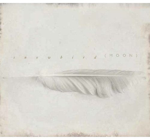 A feather is centered on a white background with the text "snowbird (moon)".