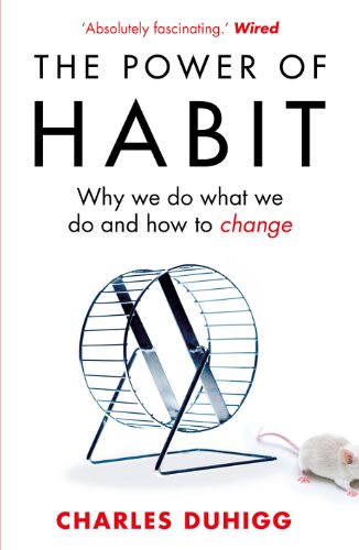 "Book cover of 'The Power of Habit' by Charles Duhigg, featuring a mouse in a wheel."
