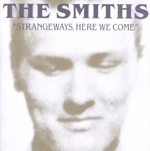 The Smiths album cover with sepia-toned man's face and purple text.
