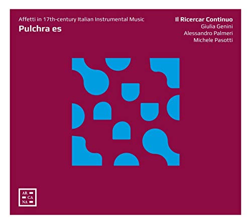 Red album cover with blue shapes and white text, featuring "Pulchra es" title.