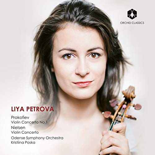 "CD cover featuring a woman holding a violin, with text and logo."