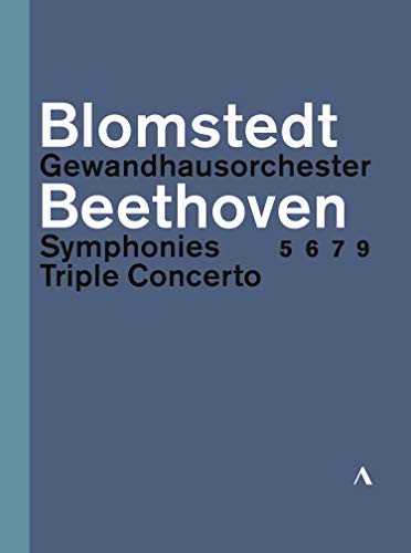 "Blue DVD cover featuring white and black text about Beethoven's symphonies."