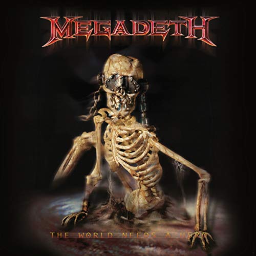 "Vinyl record album cover with skeleton artwork and 'Megadeth' title, two black vinyl records."